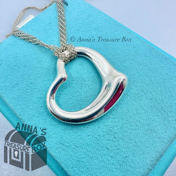 Tiffany & Co. 925 Silver L Open Heart Mesh Chain 36" Necklace (pouch)